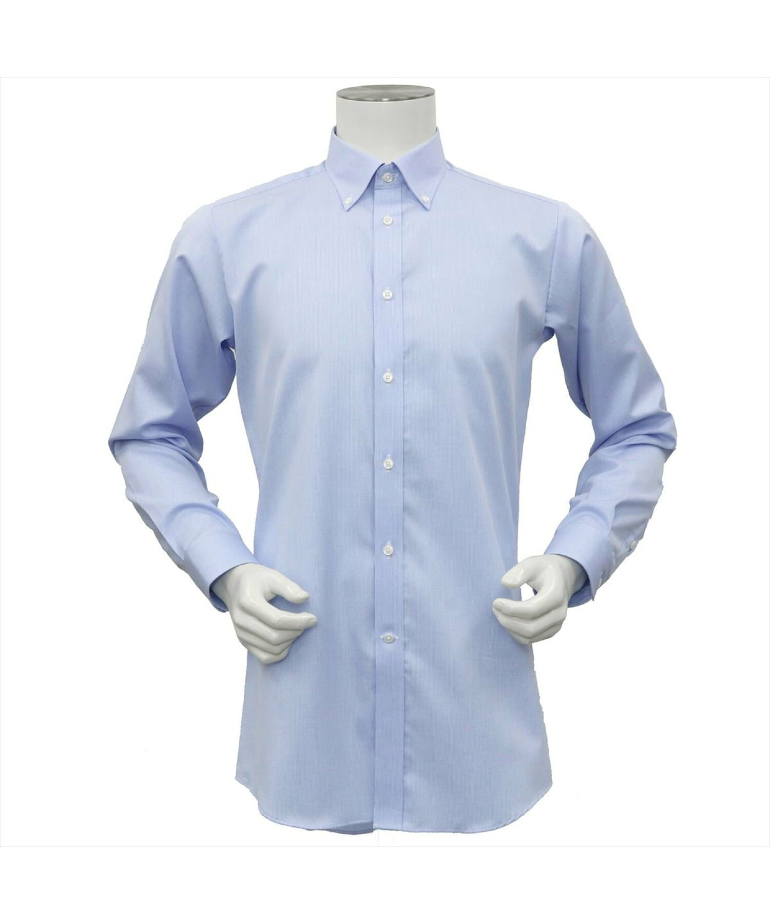 【国産しゃれシャツ】形態安定 ショートボタンダウン 綿100% 長袖ワイシャツ